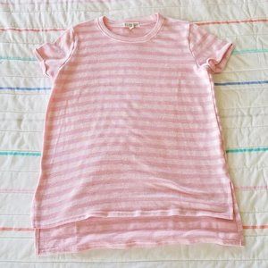 Girls Pink Striped Short Sleeve Shirt
